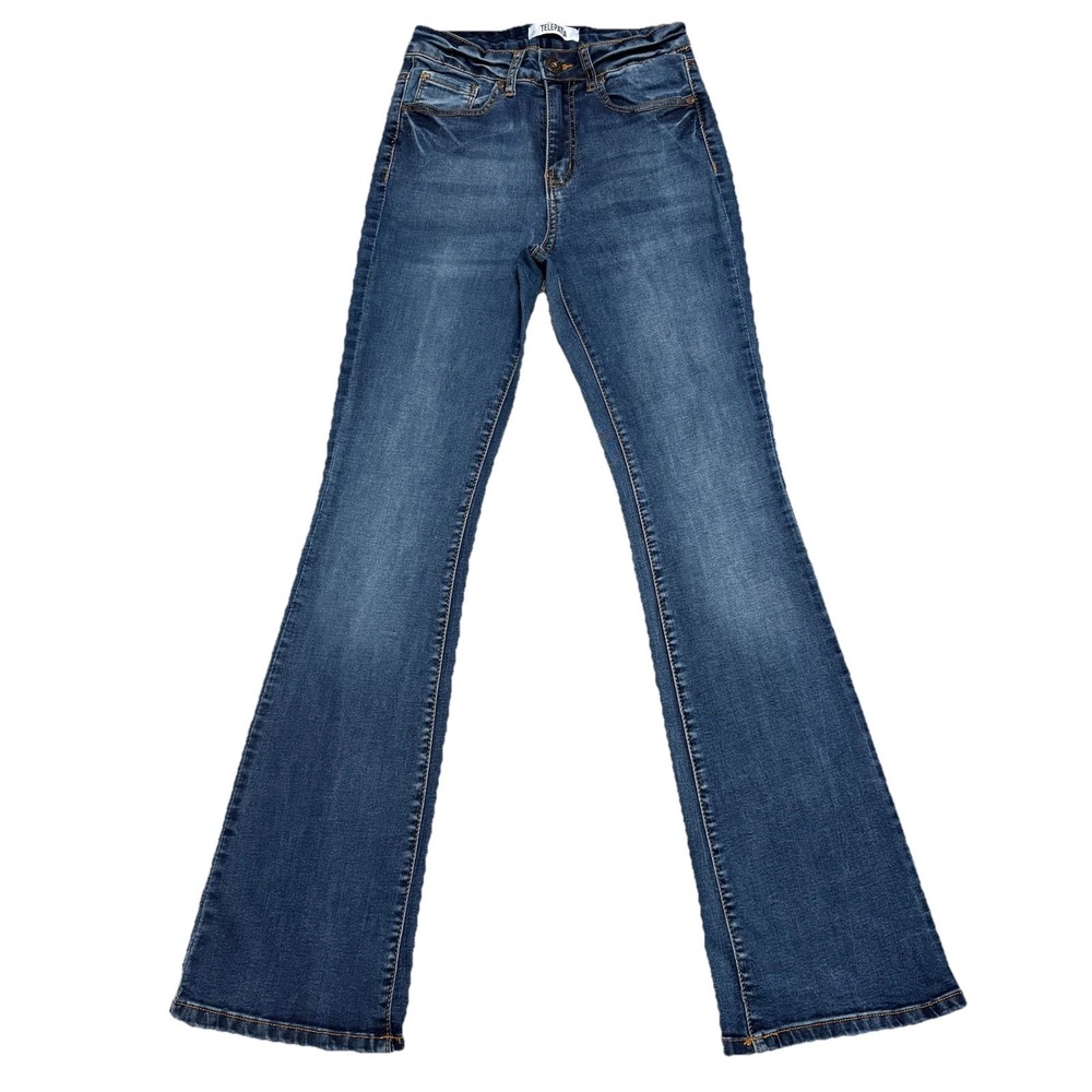 Telepatía Women's Flare Jeans Size 3/26 Blue Mid Rise‎ Stretch Denim Boho Y2K
